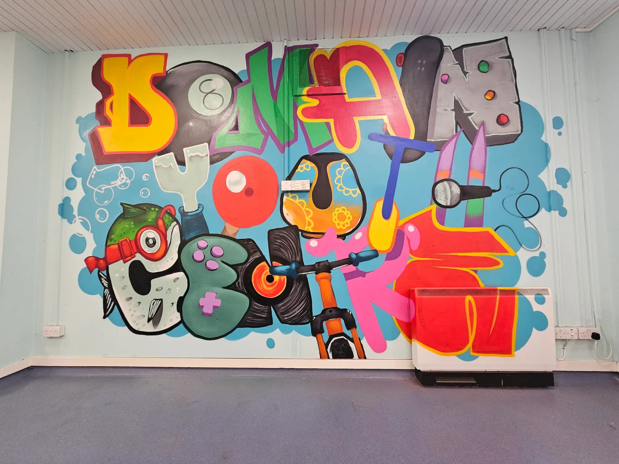 Domain Youth Centre mural, South Ayrshire — community commission by Tragic O'Hara